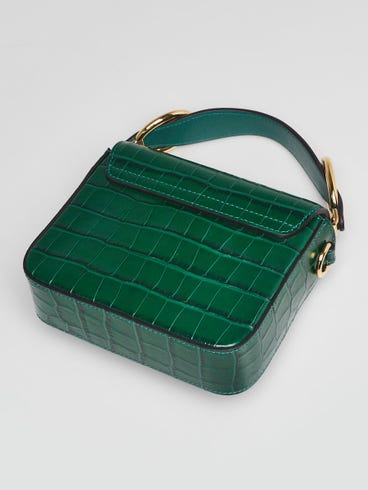 Chloe Green Croc Embossed Calfskin Leather Mini C Shoulder Bag w/o