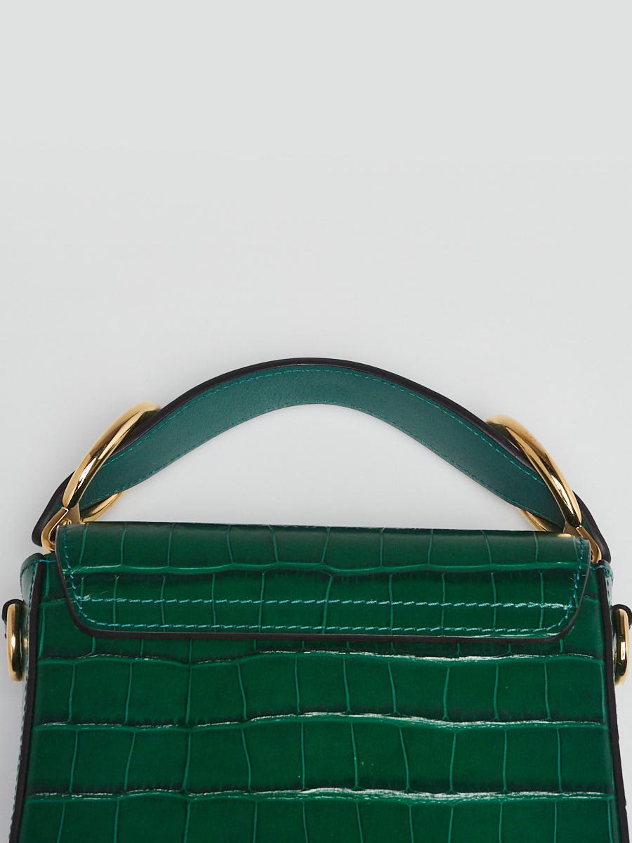 ショルダーバッグ・ポシェット CHLOE Woman Shoulder bag Green CH25US902P08 38M Chloe Green Croc Embossed Calfskin Leather Mini C Shoulder