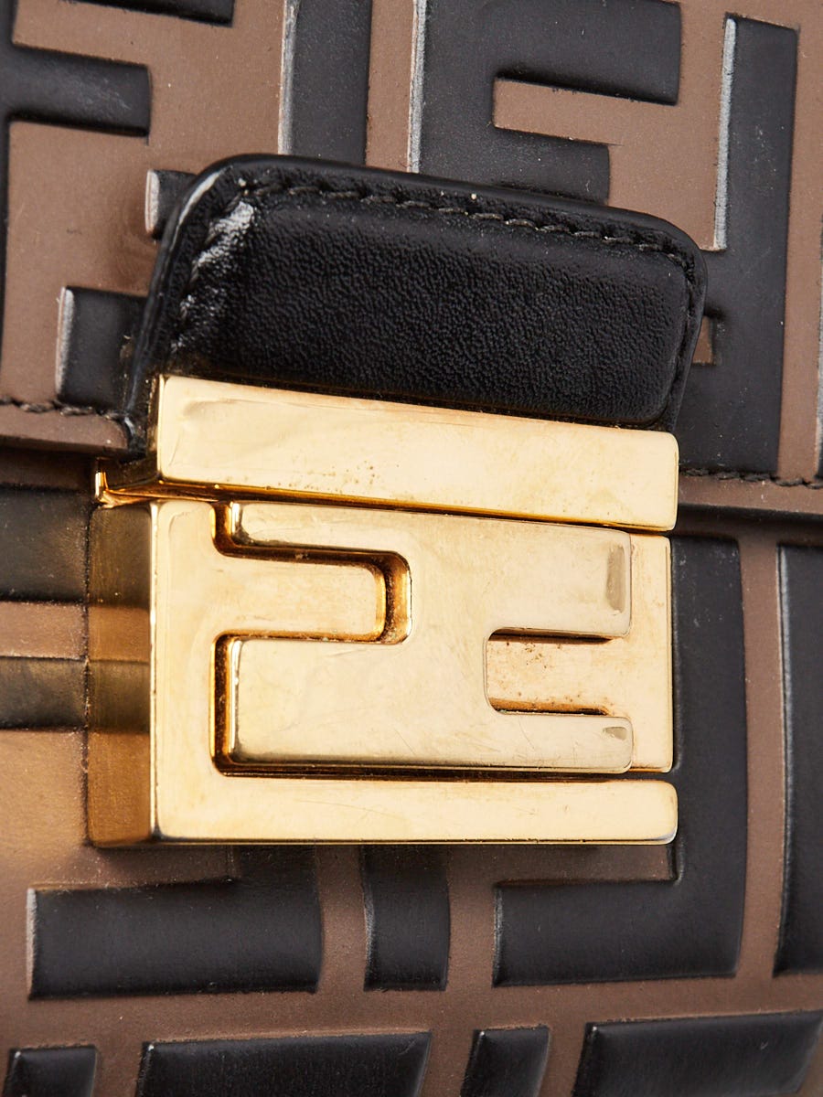 Fendi Brown FF Embossed Lambskin Leather Small U Kan Chain