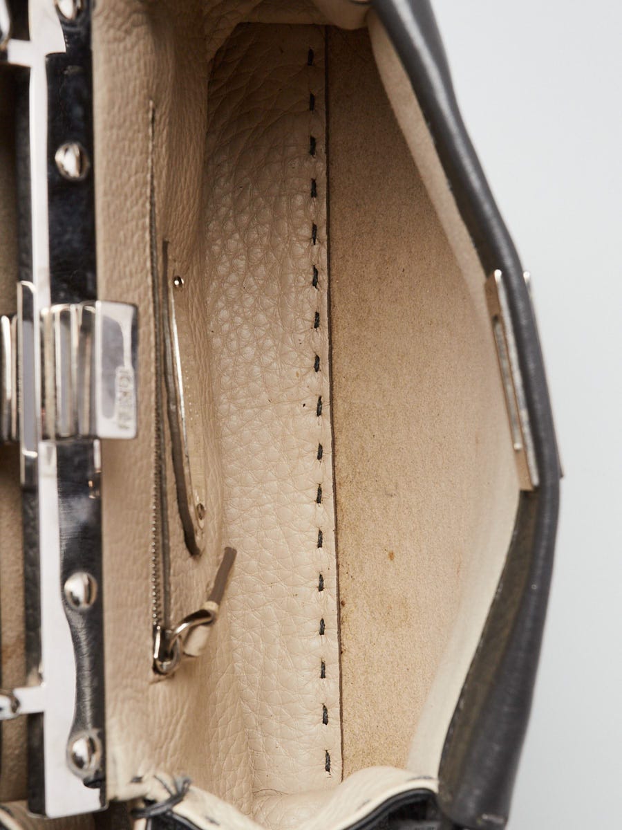 Fendi Grey Asphalt Selleria Leather Mini Peekaboo Satchel Bag