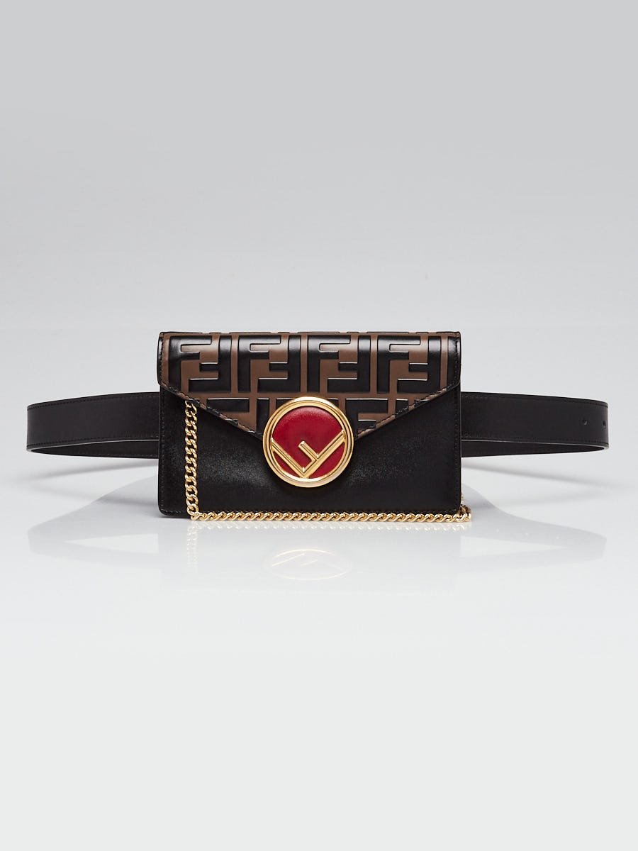 Fendi Black and Brown Calfskin Leather Belt Bag 8BM005 | Yoogi's
