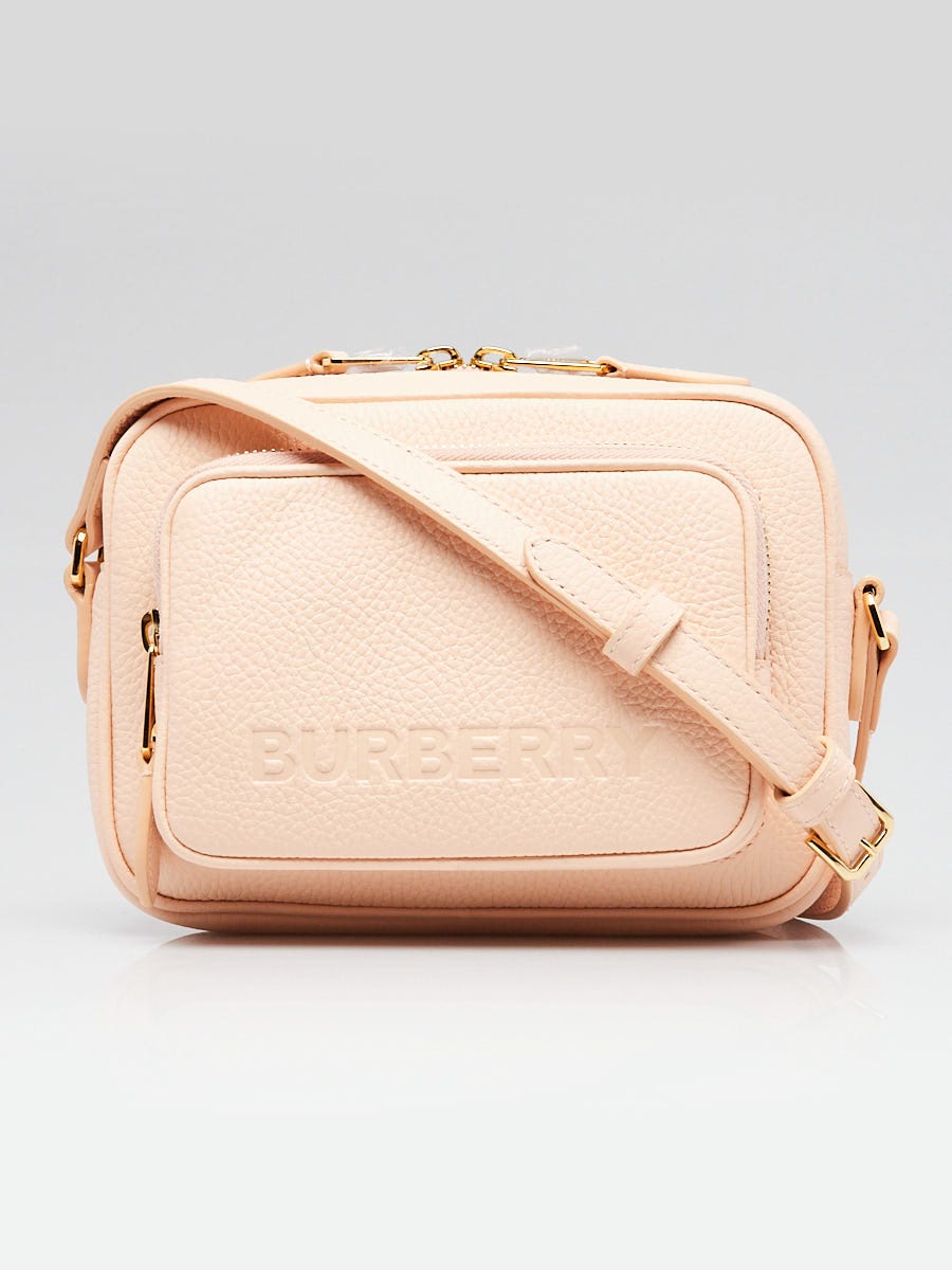 Burberry Peach Pink Grained Leather Small Camera Crossbody Bag