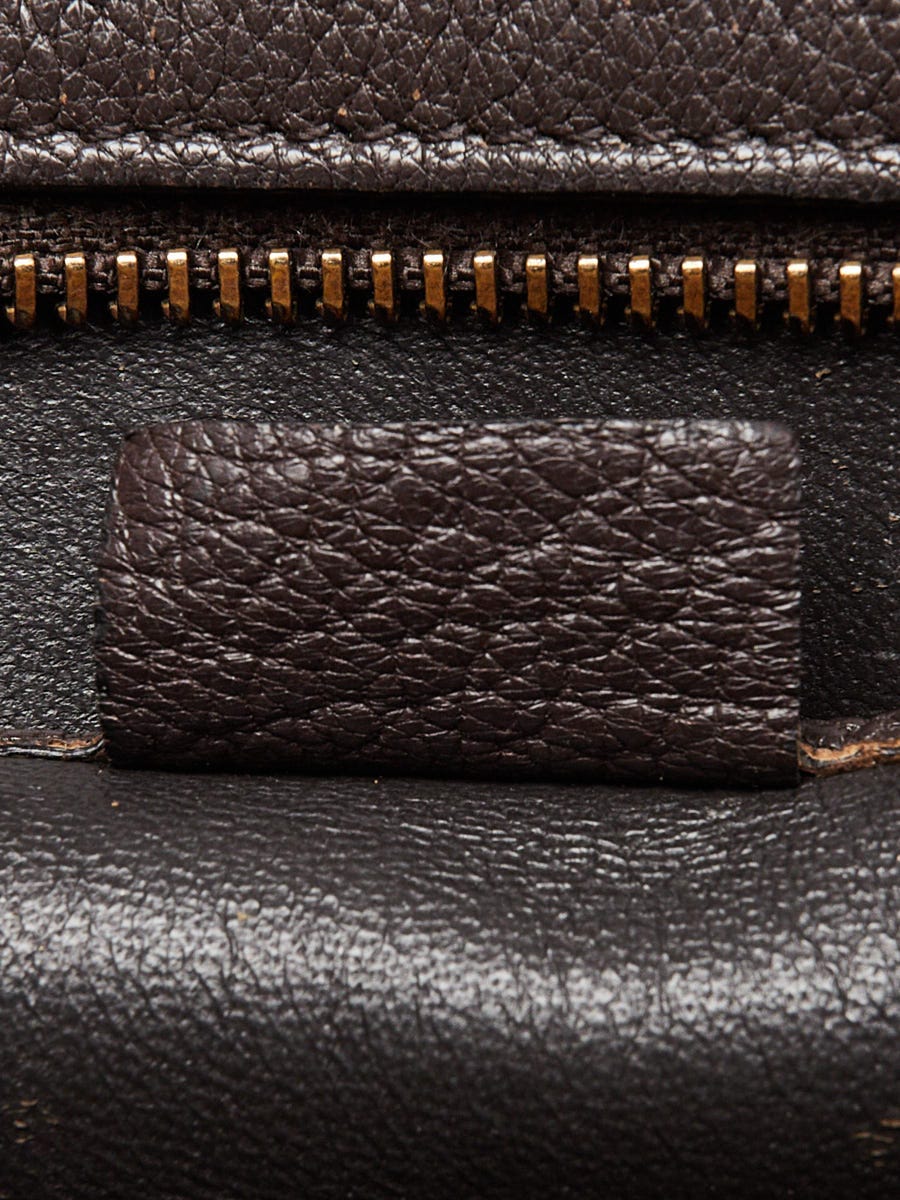 Celine Dark Brown Drummed Leather Nano Luggage Tote Bag | Yoogi's