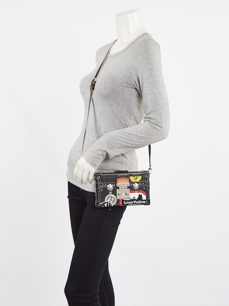 Louis Vuitton Limited Edition Black Epi Leather World Tour Petite Malle Bag