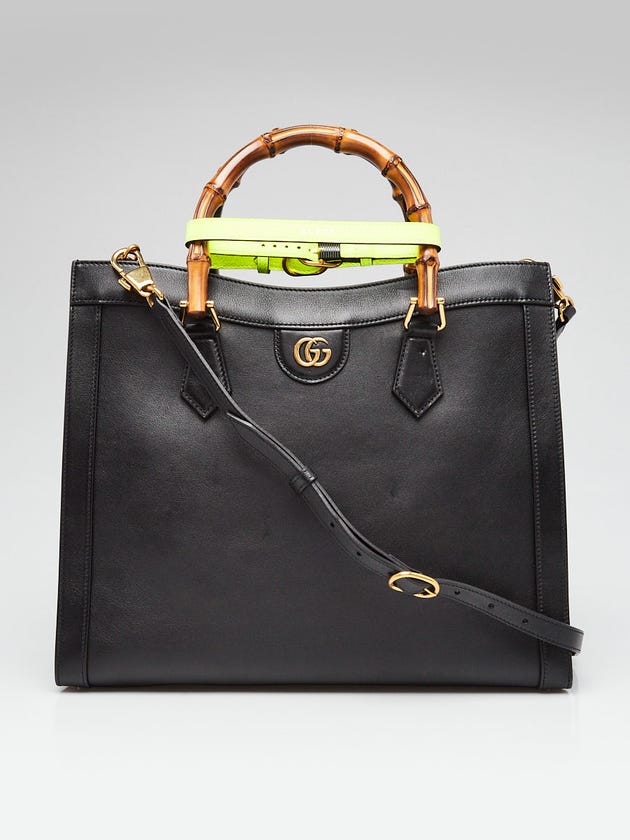 Gucci Black Leather Medium Diana Tote Bag