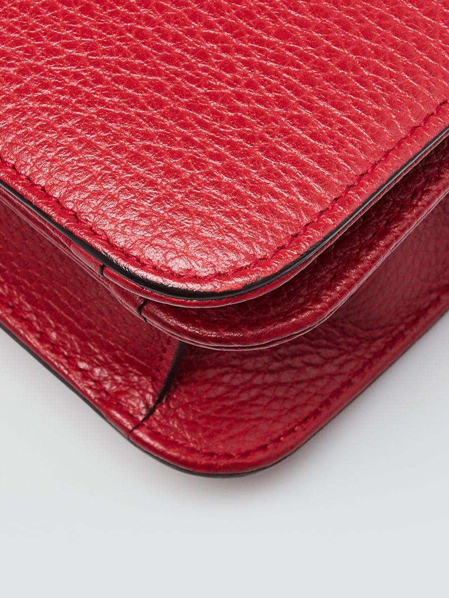 Gucci Red Pebbled Leather Interlocking G Medium Shoulder Bag
