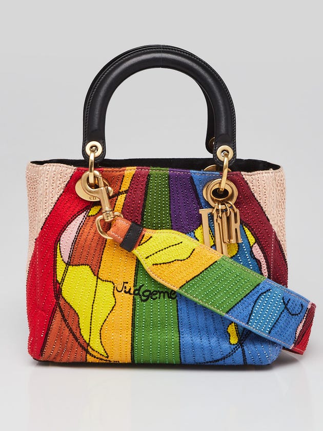 Christian Dior Multicolor Fabric Tarot Embroidered and Beaded Judgement Medium Lady Dior Bag