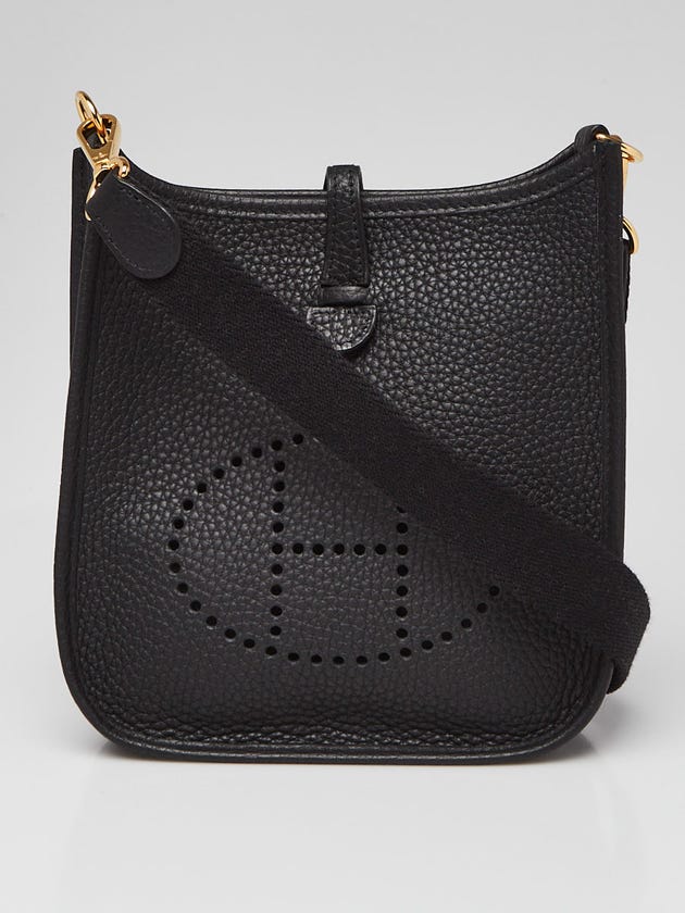 Hermes Black Clemence Leather Palladium Plated Evelyne TPM Bag