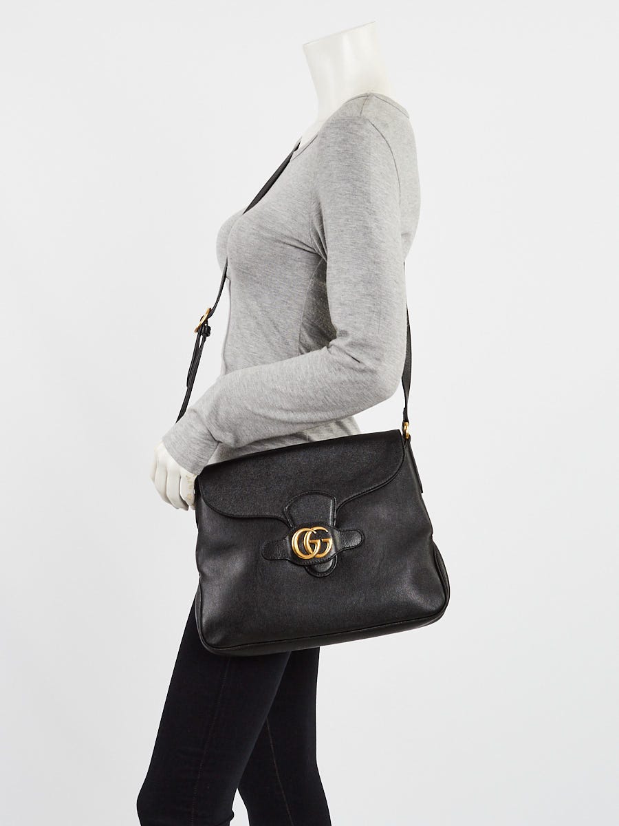 Gucci Black Textured Leather Dahlia Crossbody Bag | Yoogi's Closet