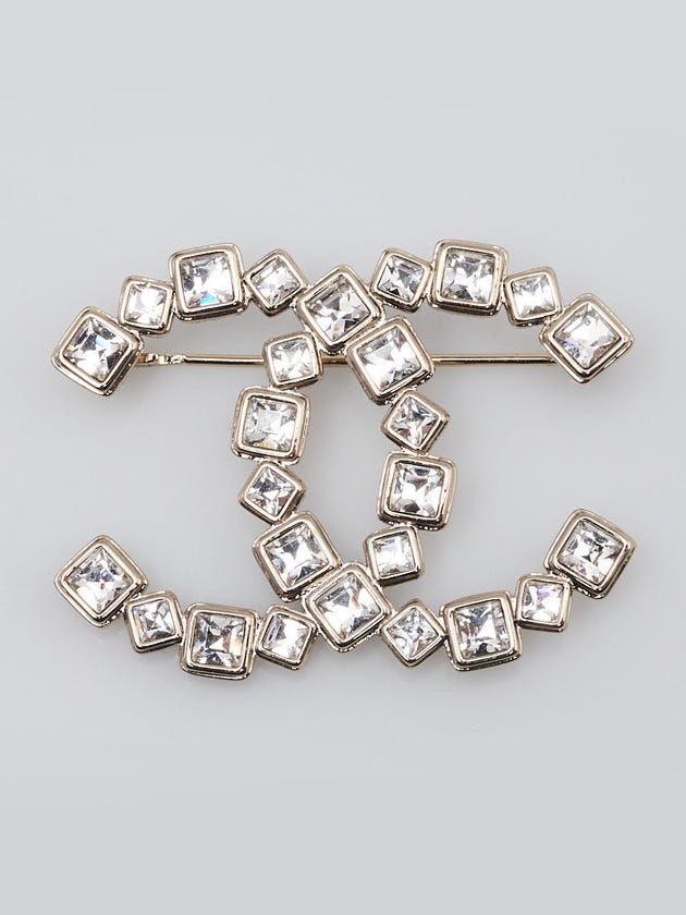 Chanel Goldtone Metal Crystal CC Brooch