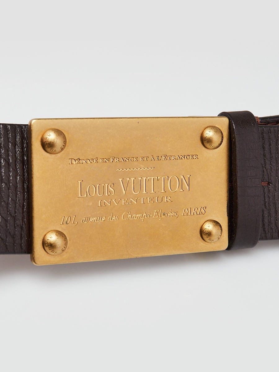 【予約中！】 Louis Vuitton Brown Leather Inventeur Belt Size 100/40 小物