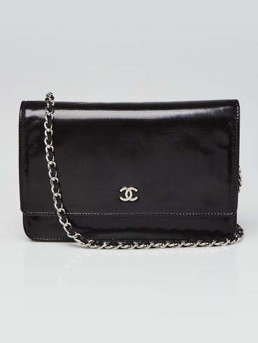 Chanel Black Glossy Leather CC WOC Clutch Bag