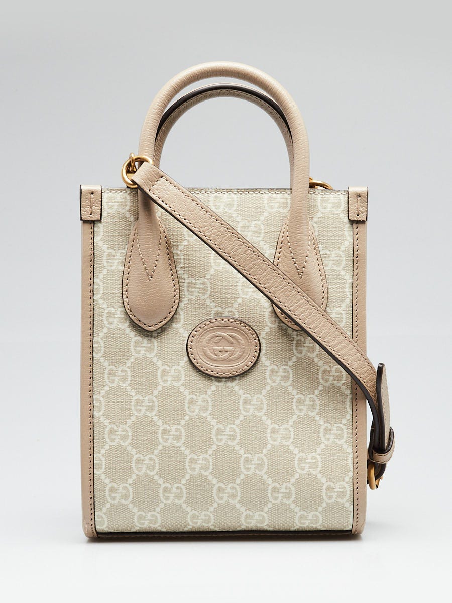 Gucci Beige/White GG Coated Canvas/Leather Mini Interlocking Tote