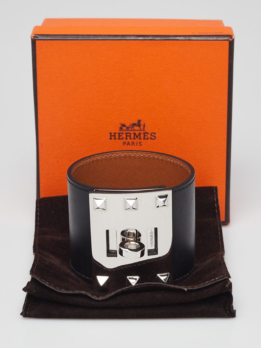 Hermes Black Swift Leather Palladium Plated Kelly Dog Hermes Black Swift Leather Palladium Plated Kelly Dog