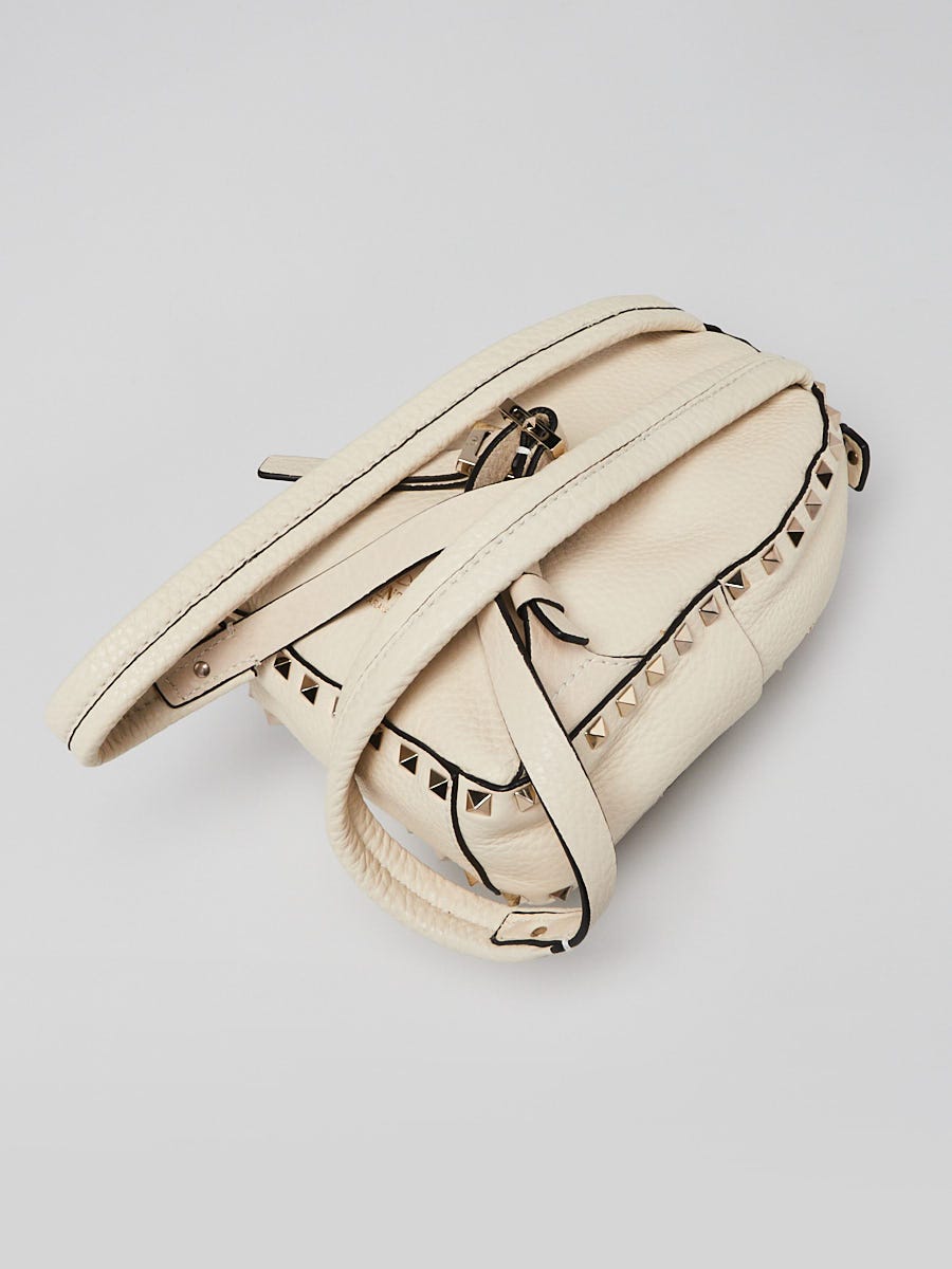 Valentino White Pebbled Leather Rockstud Mini Backpack Bag Valentino White Pebbled Leather Rockstud Mini Backpack Bag  main image 2