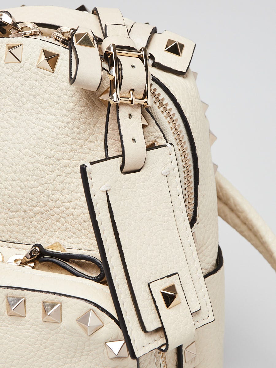Valentino White Pebbled Leather Rockstud Mini Backpack Bag Valentino White Pebbled Leather Rockstud Mini Backpack Bag  main image 3