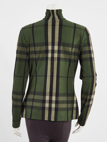 Burberry Green Plaid Printed Nylon Blend Emery Check Turtleneck Long Sleeve Top Size L | Yoogi's Closet Burberry Green Plaid Printed Nylon Blend Emery Check Turtleneck Long Sleeve Top Size L | Yoogi's Closet