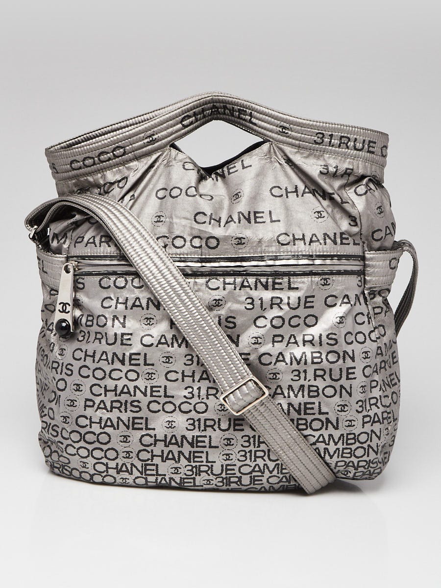 ◇SHUYEN BAG◇ Bag in bag / CHANEL・DOVIL CANVAS (L)サイズ用 Chanel Silver/Black Metallic Coated Canvas Unlimited Ligne