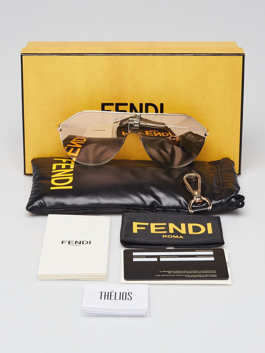 Fendi Goldtone Metal Oversized Mirror Lens FF Match