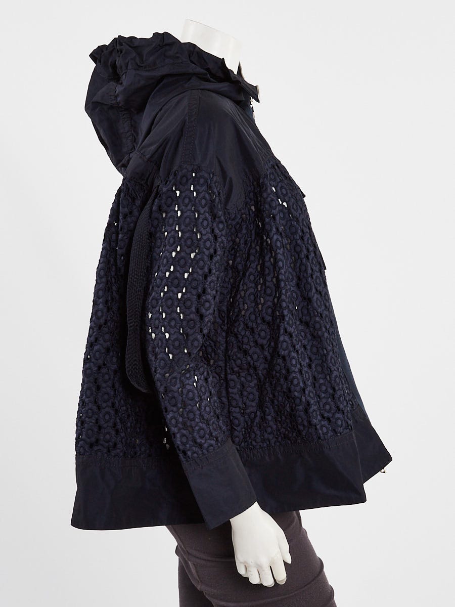 【数量限定】 Moncler XXS/00 Size Coat Hooded Lace Eyelet Polyester Blue パンツ