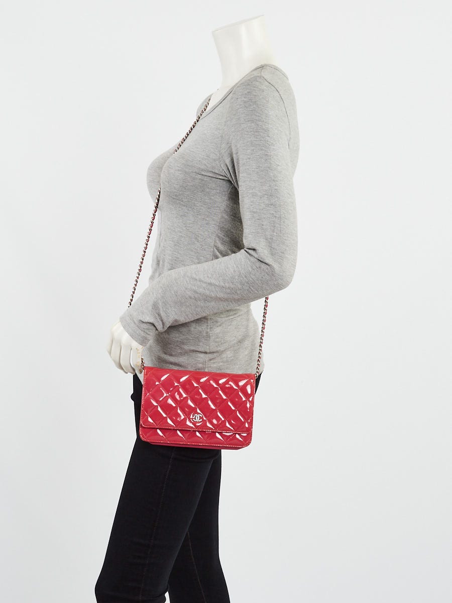 Chanel Pink Quilted Patent Leather Classic WOC Clutch Bag