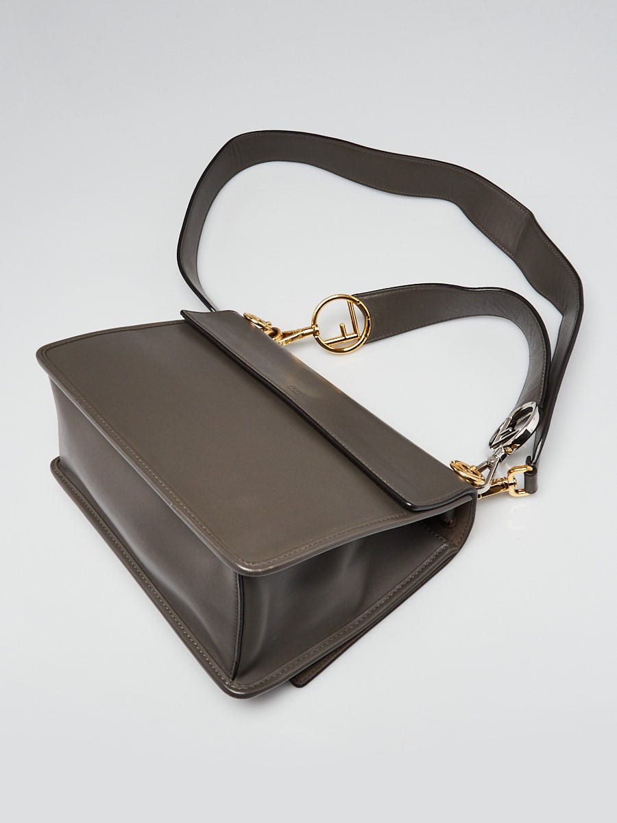 Fendi Grey Leather Kan I F Logo Shoulder Bag 8BT284 | eBay