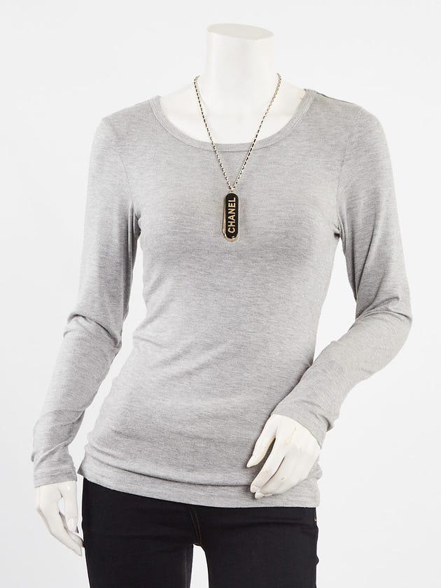 Chanel Black Resin Goldtone Metal Comb and Mirror Long Necklace