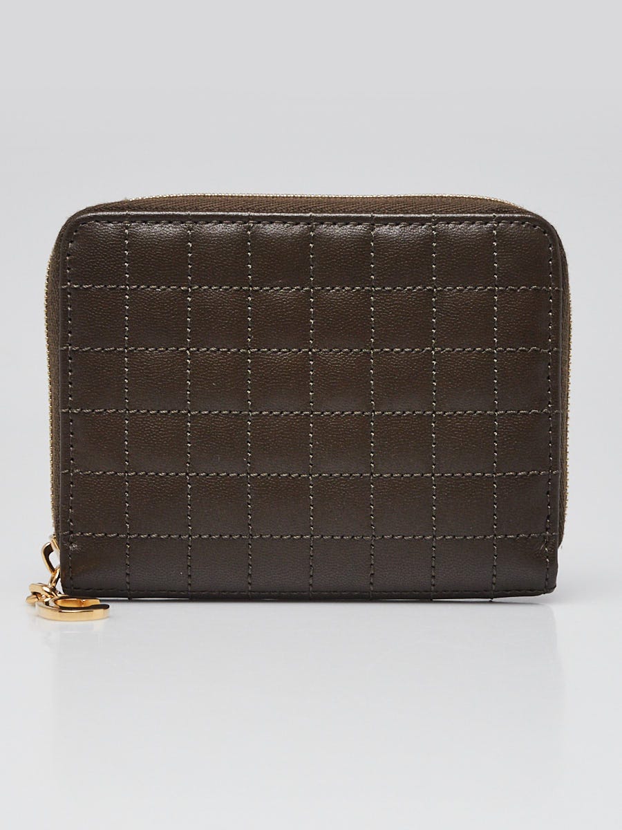 Celine Dark Green Quilted Leather Compact Zip C Charm Wallet | Yoogi's  Closet