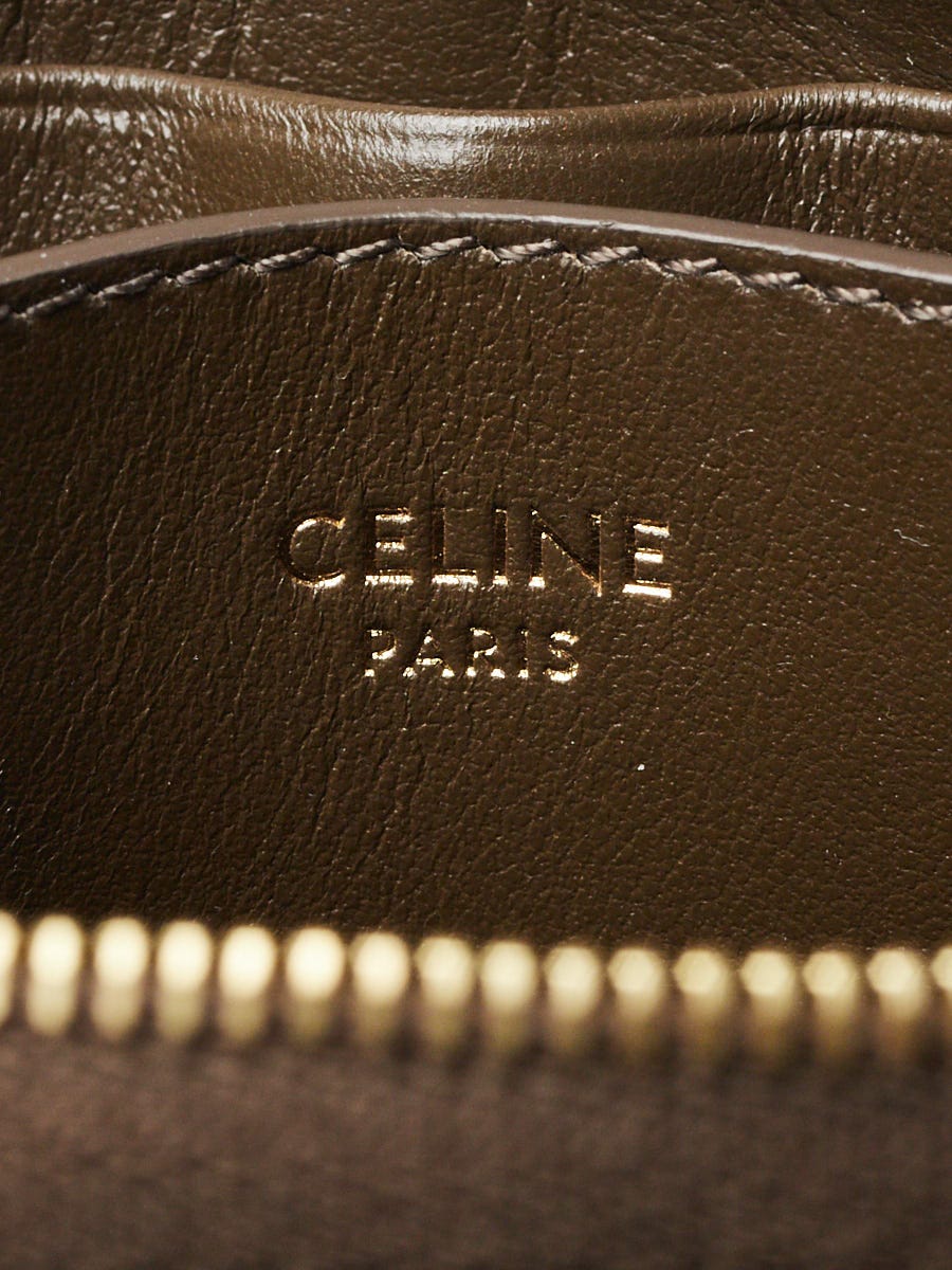 Celine Dark Green Quilted Leather Compact Zip C Charm Wallet
