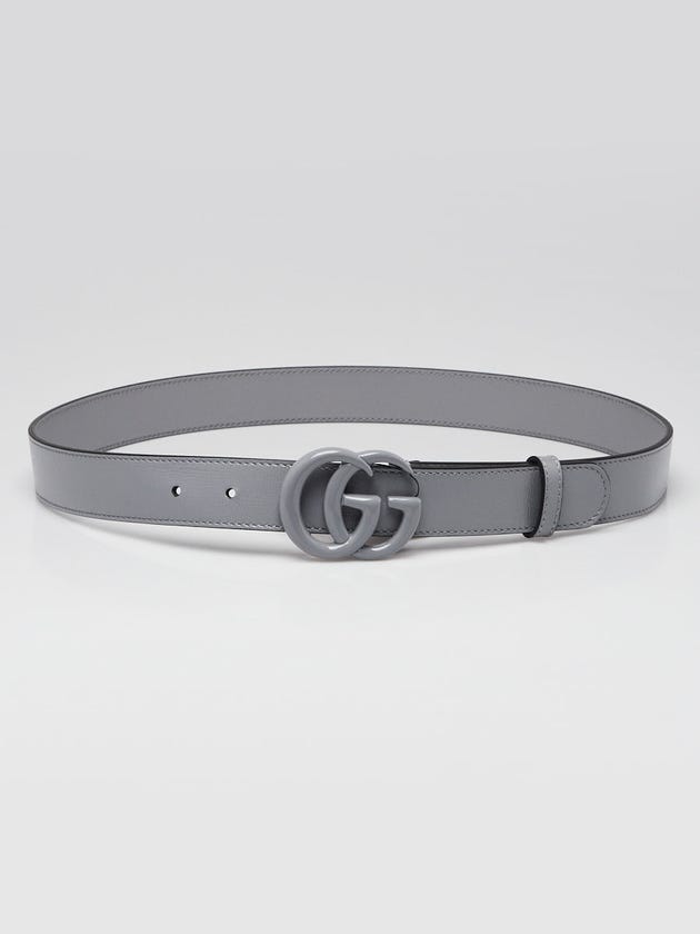 Gucci Grey Smooth Leather Double G Belt Size 90/36