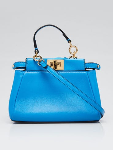 Fendi Blue Nappa Leather Micro Peekaboo Bag 8M0355