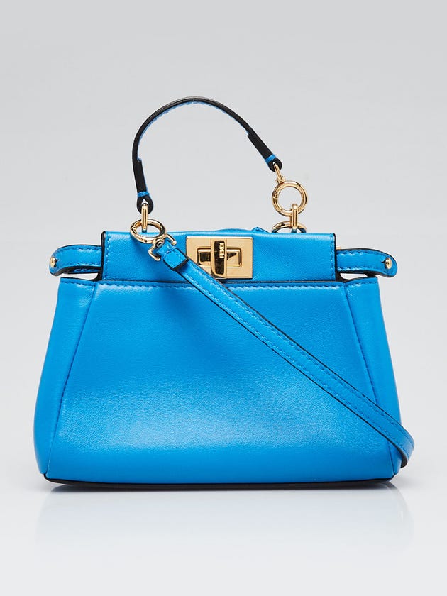 Fendi Blue Nappa Leather Micro Peekaboo Bag 8M0355