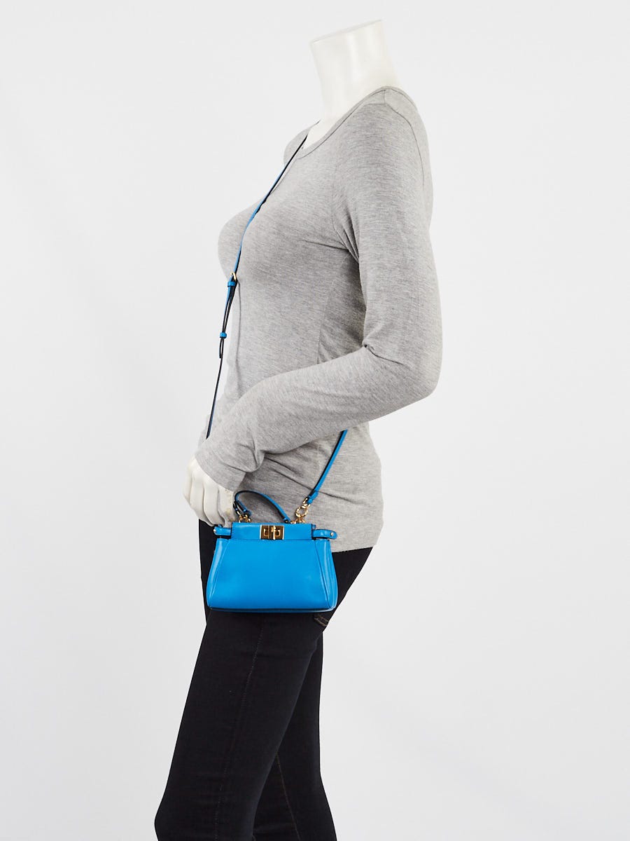 Fendi Blue Nappa Leather Micro Peekaboo Bag 8M0355 | Yoogi's Closet