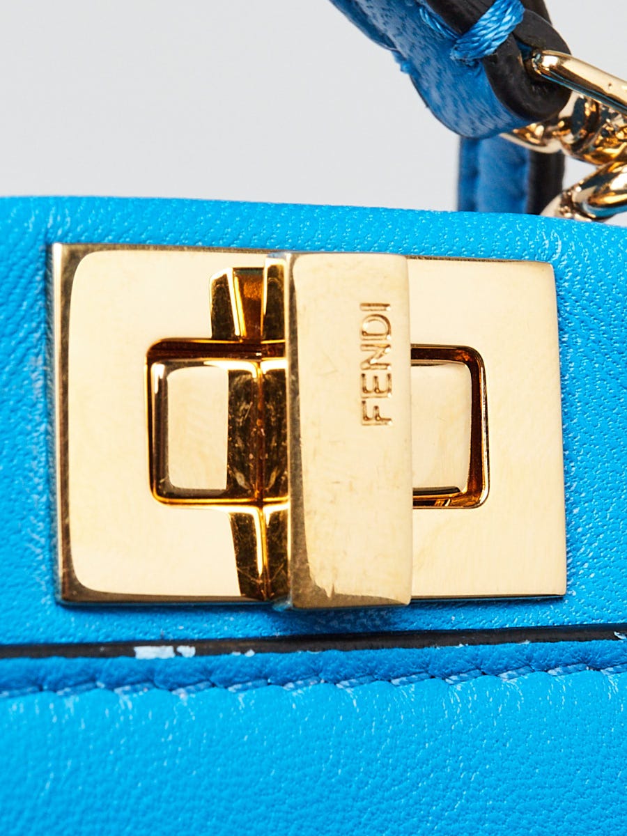 Fendi Blue Nappa Leather Micro Peekaboo Bag 8M0355 | Yoogi's Closet