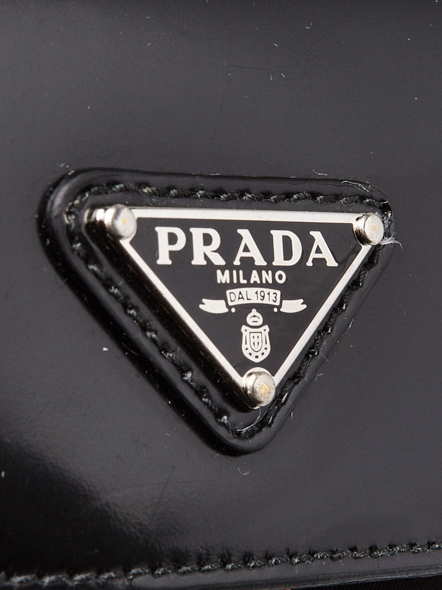 Prada Black Tessuto Nylon/Patent Leather Logo Buckle