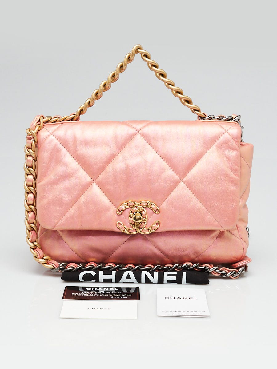 Chanel Metallic Pink Quilted Leather Chanel 19 Small Flap Bag