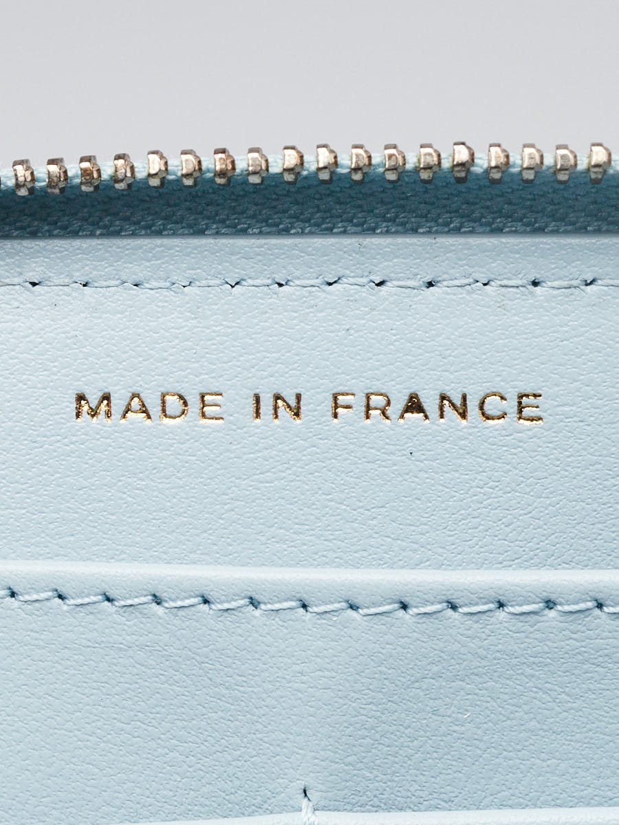 Chanel Light Blue Quilted Caviar Leather Long Zippy Wallet