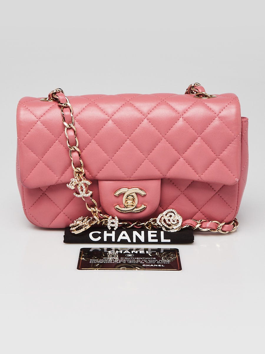 Chanel Pink Quilted Lambskin Leather Valentine Charms Rectangular