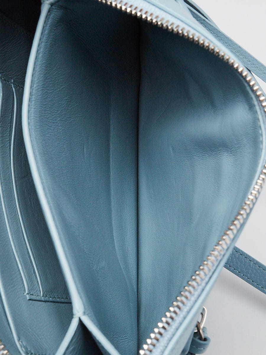 Balenciaga Blue Grey Pebbled Leather Neo Classic City Crossbody