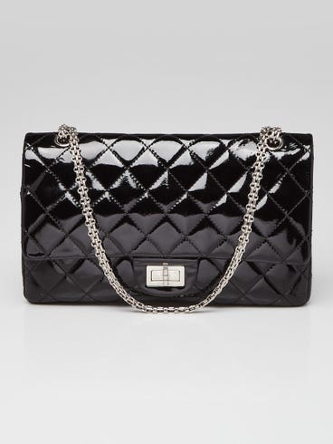 Chanel Black 2.55 Reissue Quilted Classic Patent Leather 227 Jumbo Flap Bag