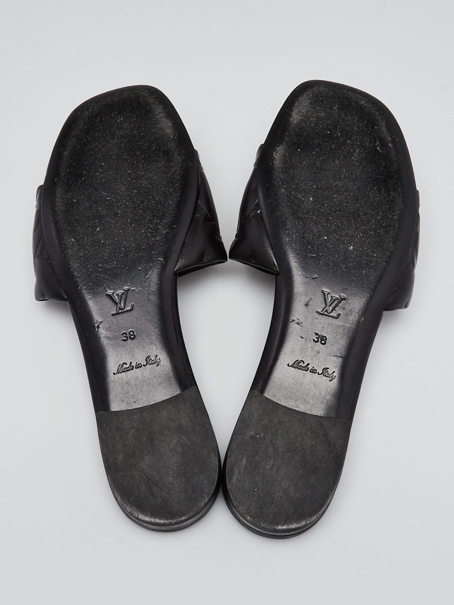 Louis Vuitton Black Monogram Leather Revival Flat Mule Sandals