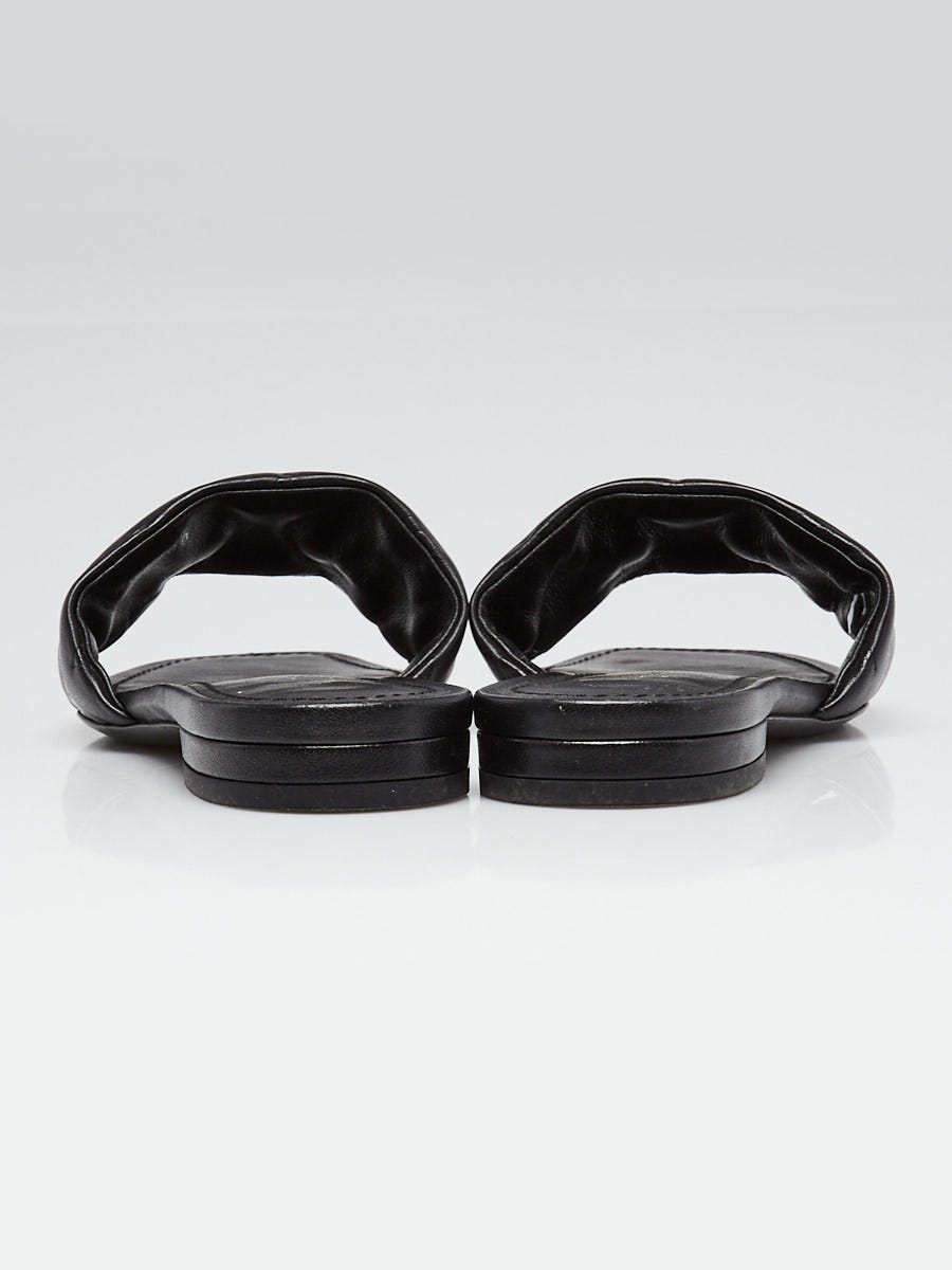 J*y様 LOUIS VUITTON ブラック ミュール Louis Vuitton Black Monogram Leather Revival Flat Mule Sandals
