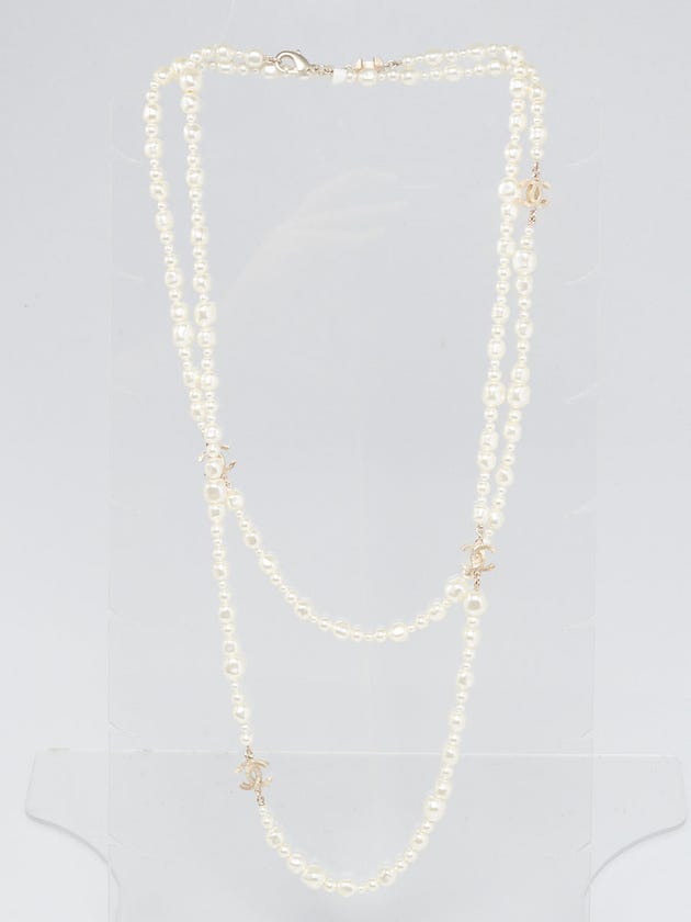 Chanel Glass Pearl CC Long Necklace