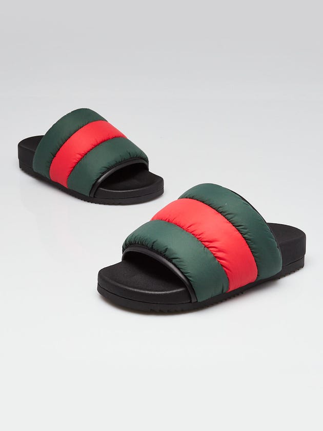Gucci Black/Red/Green Padded Nylon Slide Sandals Size 3.5/34