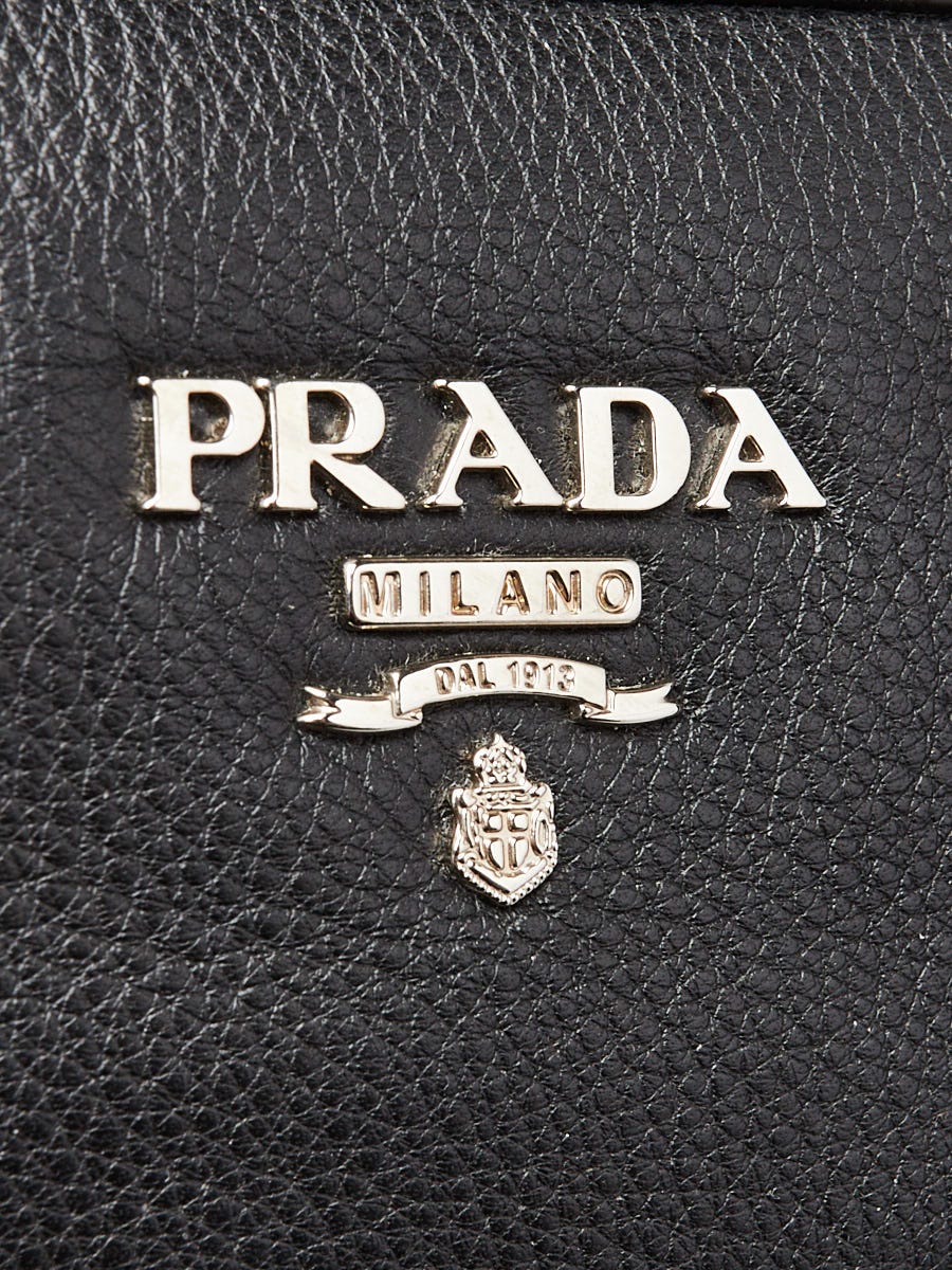Prada Black Vitello Phenix Leather Zip Tote Bag BL0805