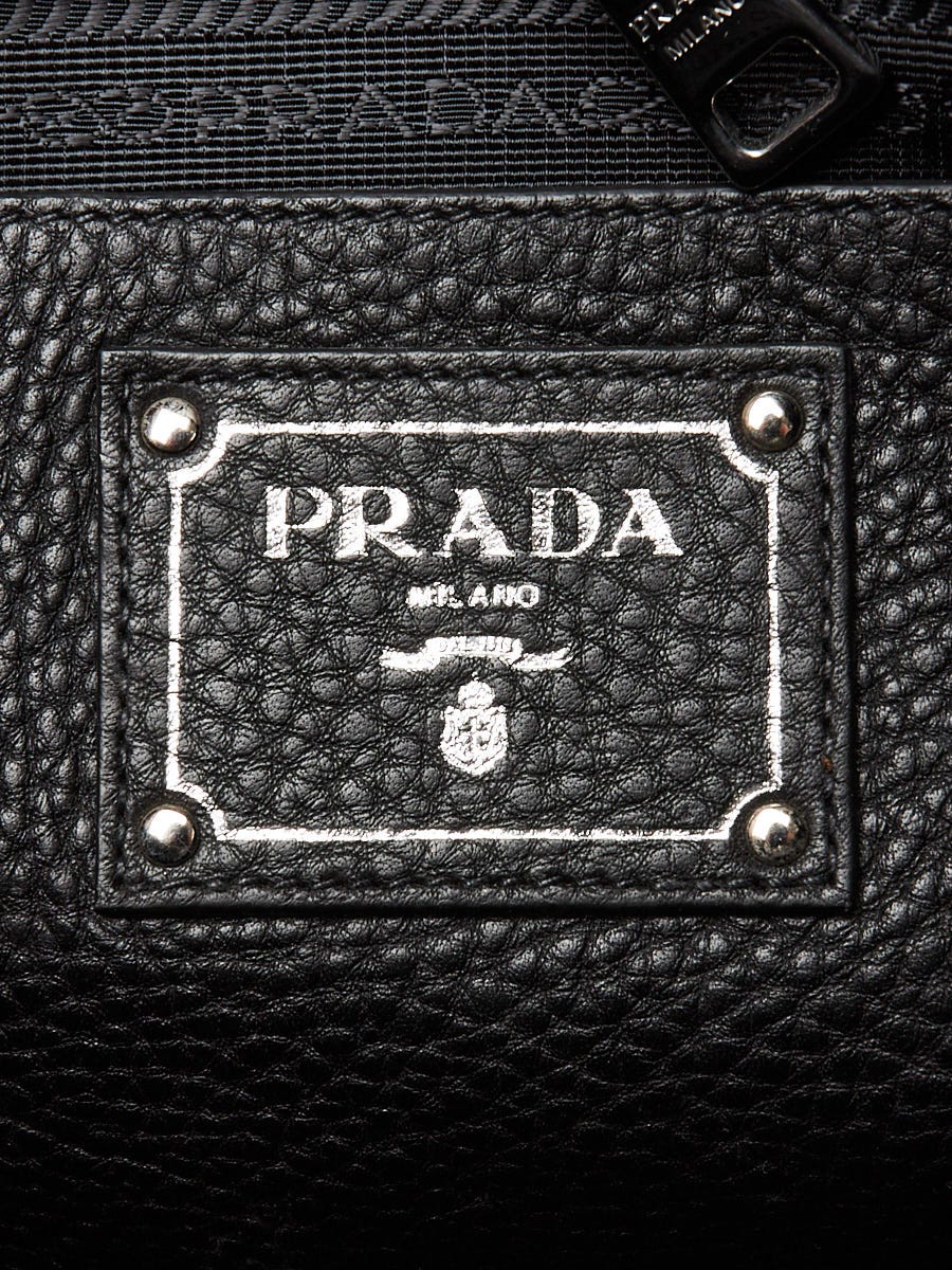 Prada Black Vitello Phenix Leather Zip Tote Bag BL0805