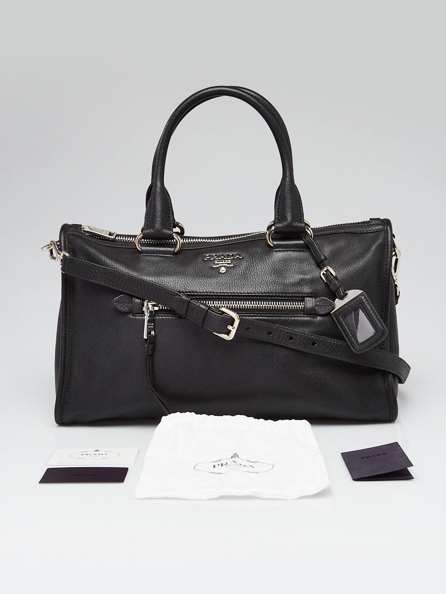 Prada Black Vitello Phenix Leather Zip Tote Bag BL0805 | Yoogi's Closet