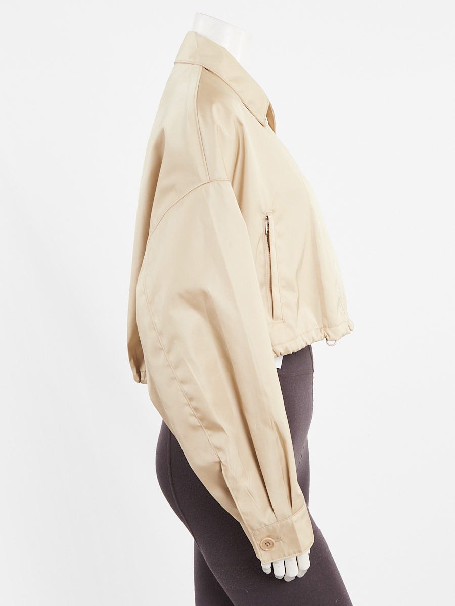 Prada Beige Re-Nylon Blouson Cropped Jacket Size 8/42
