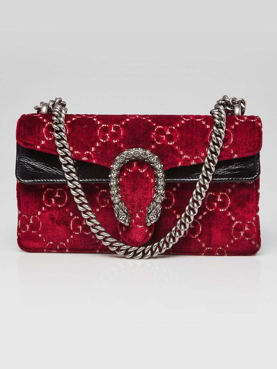 バッグ Gucci velvet dionysus shoulder bag Gucci Red GG Embossed Velvet Dionysus Small Shoulder Bag | Yoogi's