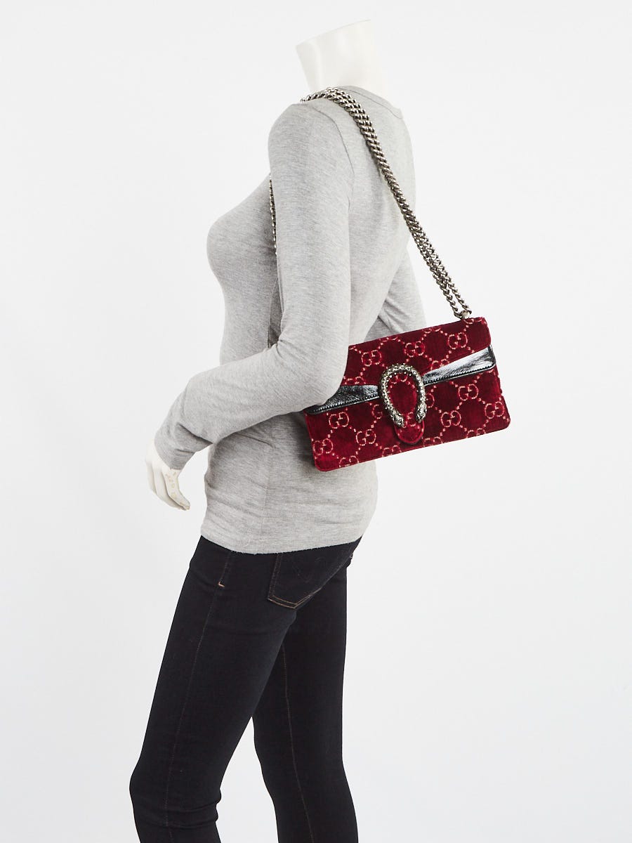 Gucci Red GG Embossed Velvet Dionysus Small Shoulder Bag | Yoogi's